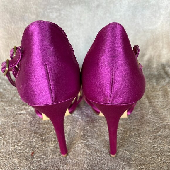 Zigi Soho Fuchsia Satin Ruffle Heels | Women’s Size 7.5M | Strappy Dress Sandals - Picture 3 of 7